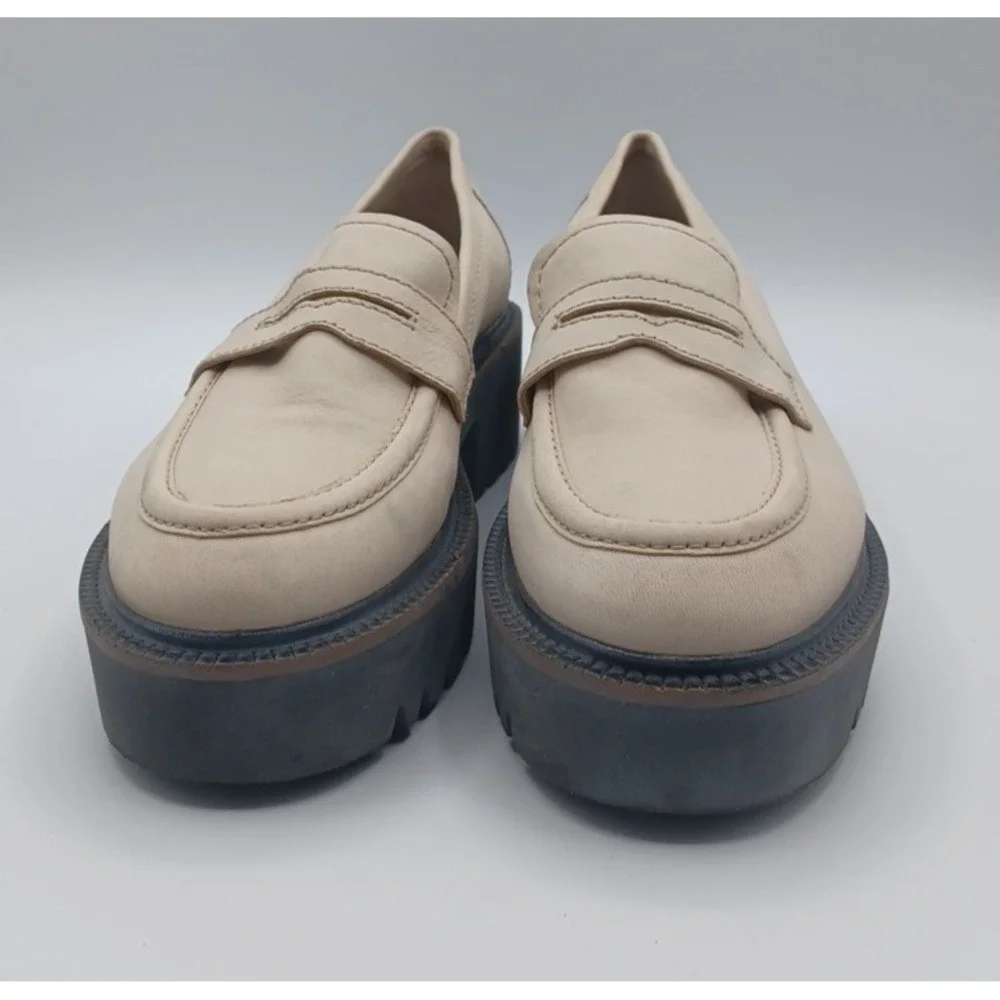 Free People Women's Decker Penny Loafers in Cream, EUR‎ 41, US 10.5 Chunky Sole